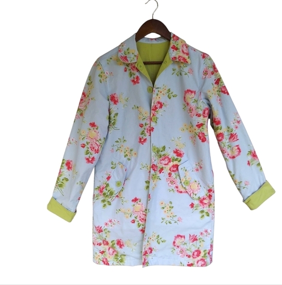 Jackets & Blazers - Vintage 90's Floral Reversible Farm/Barn Jacket Knee Length Shabby Chic